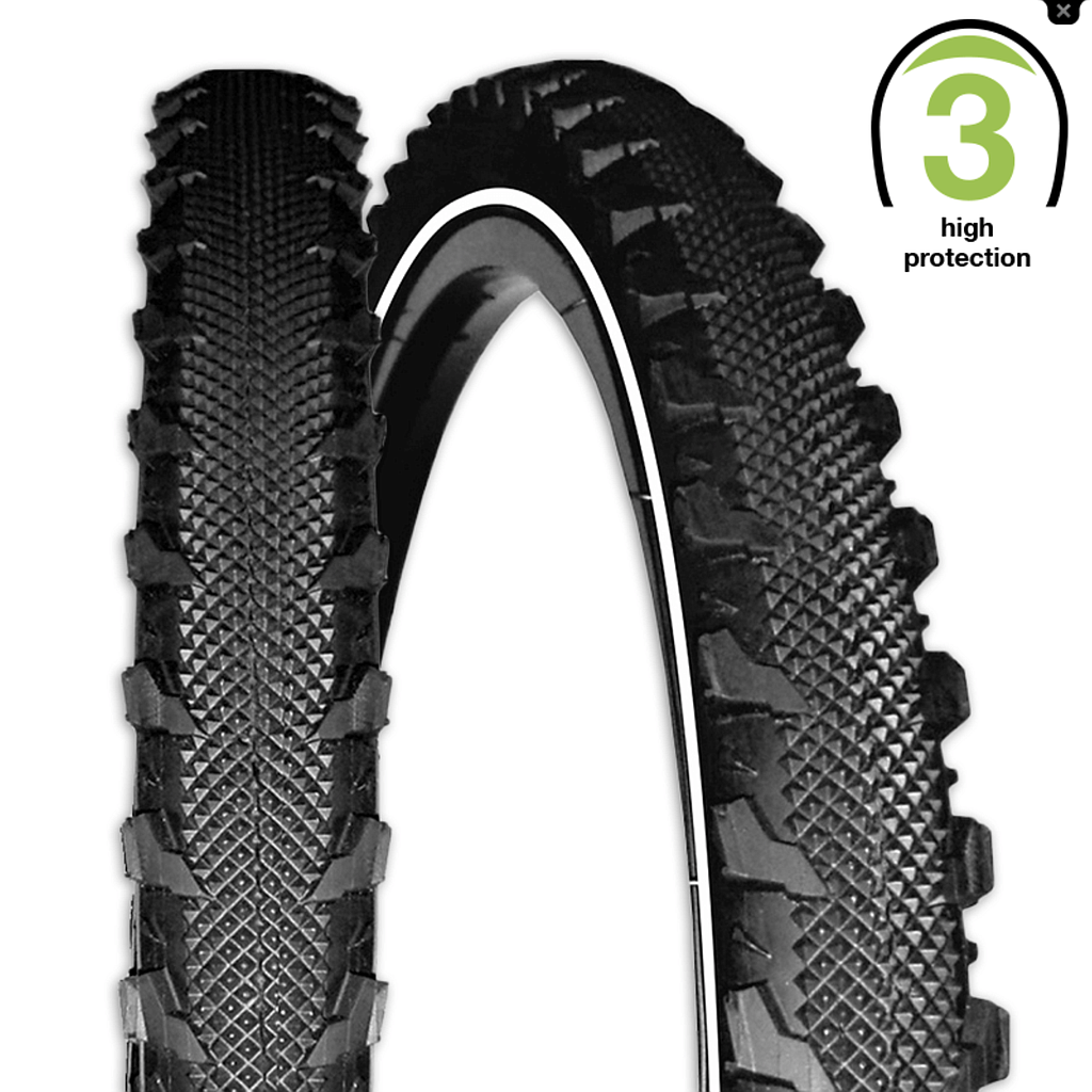REXWAY SERPENT TYRE 26 X 1.75 3.5 mm PUNCTURE PROTECTION REFLECTIVE LINE BLACK
