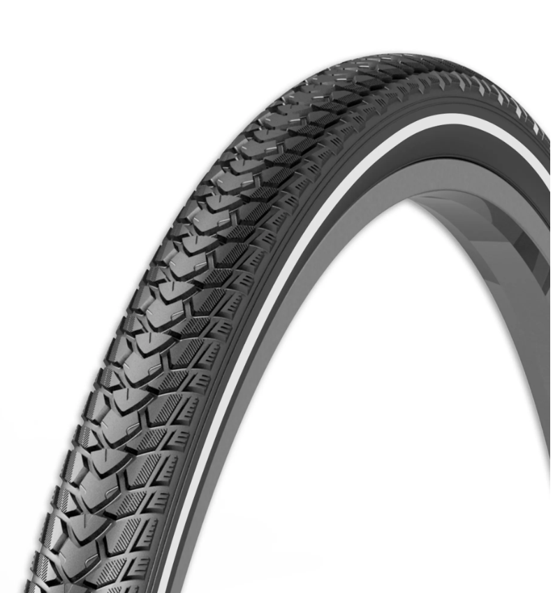 REXWAY SHOPPER TYRE 700 X 35C 3mm PUNCTURE PROTECTION REFLECTIVE LINE BLACK
